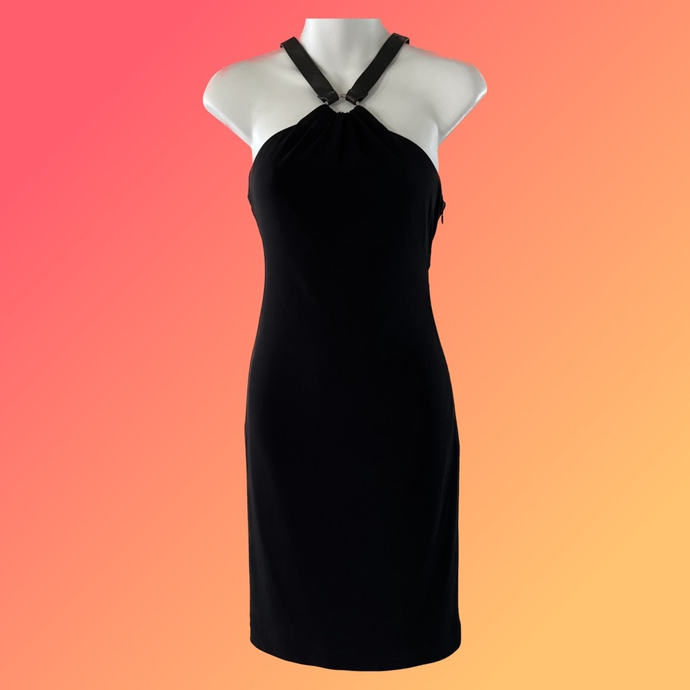 Ralph Lauren Black Label Leather Strap Halter Dress